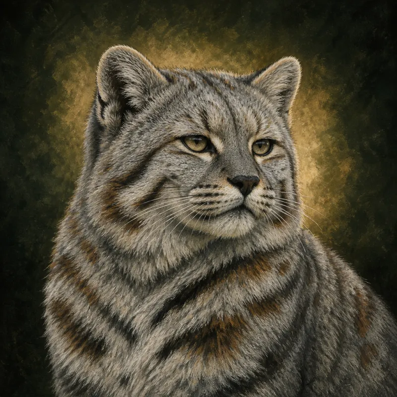 Andean Mountain Cat (Leopardus jacobita), original illustration showing its coat pattern and body shape