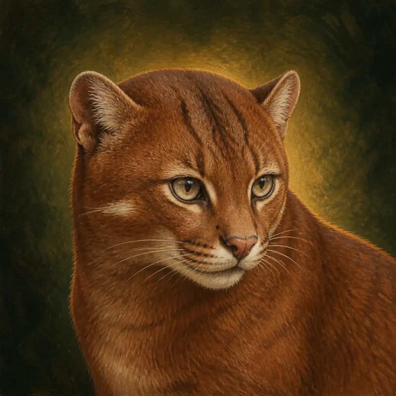 Bay Cat (Catopuma badia), original illustration showing its coat pattern and body shape