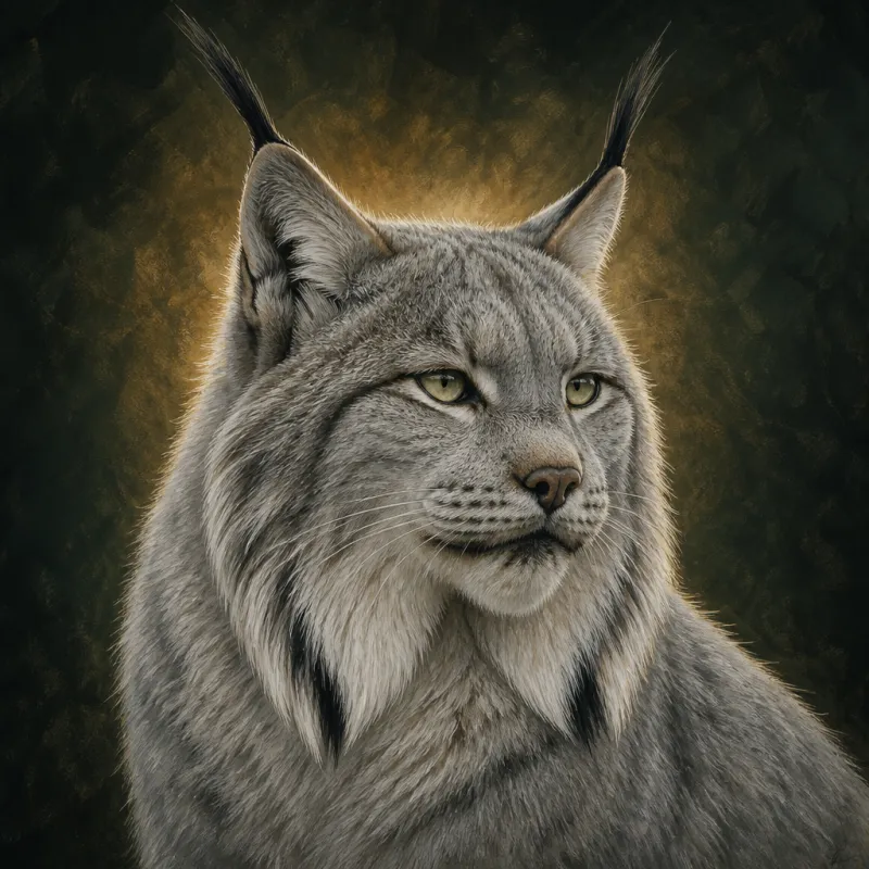 Canada Lynx (Lynx canadensis), original illustration showing its coat pattern and body shape