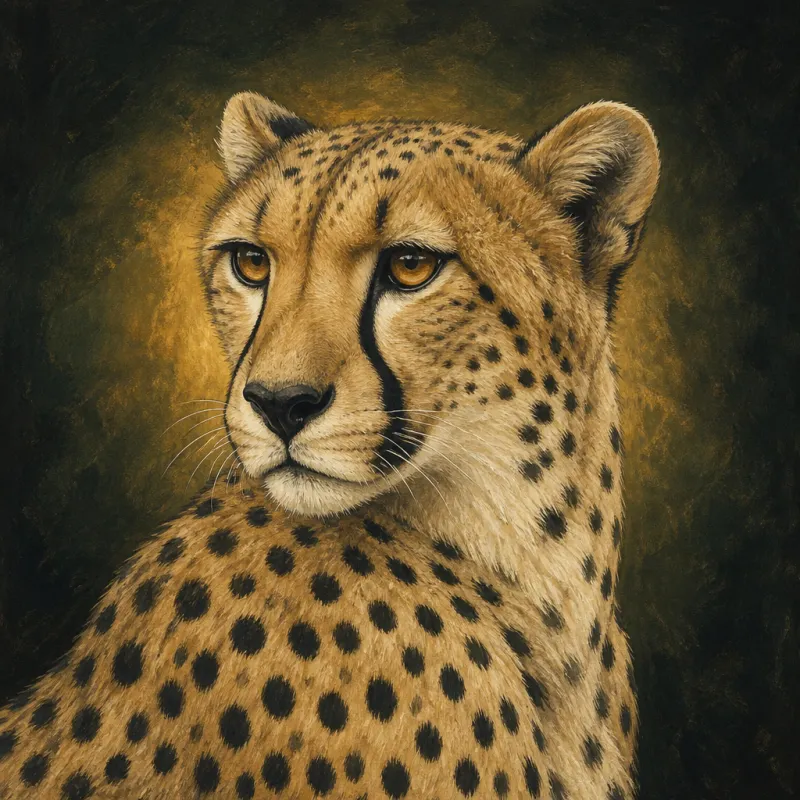 Cheetah (Acinonyx jubatus), original illustration showing its coat pattern and body shape
