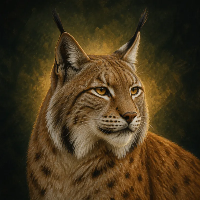 Eurasian Lynx (Lynx lynx), original illustration showing its coat pattern and body shape