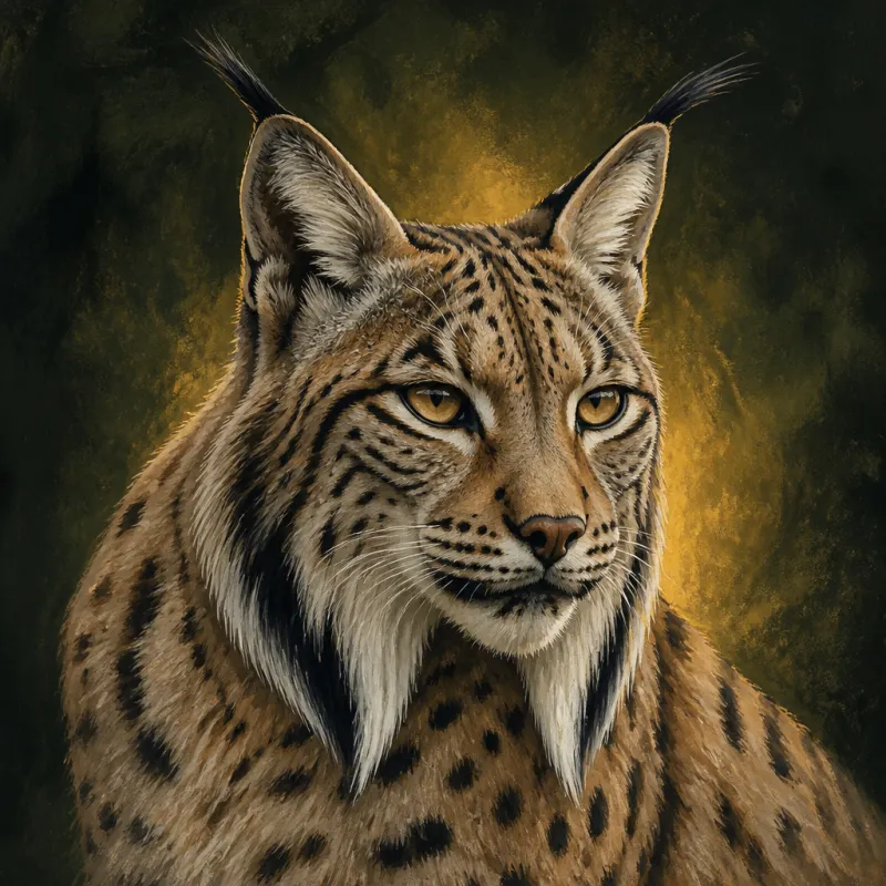 Iberian Lynx (Lynx pardinus), original illustration showing its coat pattern and body shape