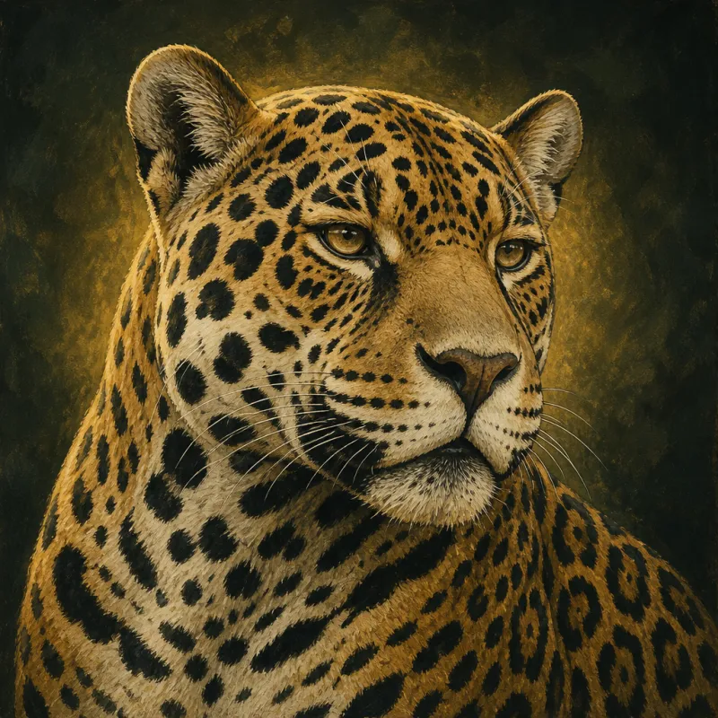 Jaguar (Panthera onca), original illustration showing its coat pattern and body shape