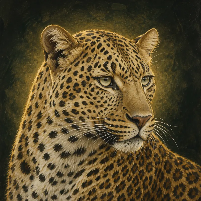 Leopard (Panthera pardus), original illustration showing its coat pattern and body shape