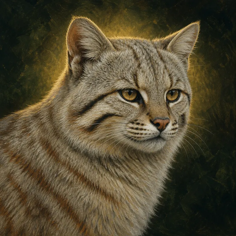 Pampas Cat (Leopardus colocola), original illustration showing its coat pattern and body shape