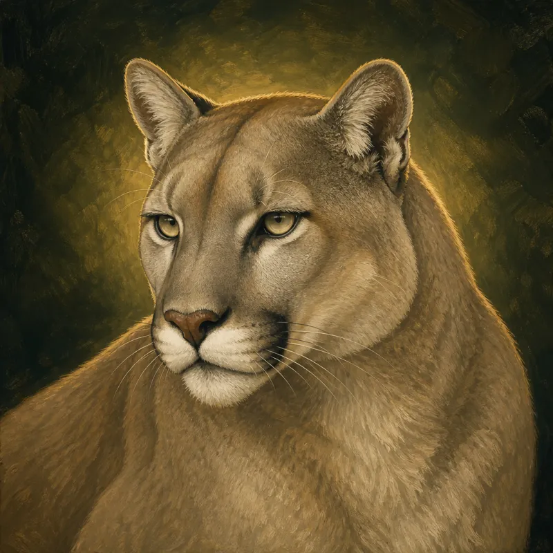 Puma (Puma concolor), original illustration showing its coat pattern and body shape