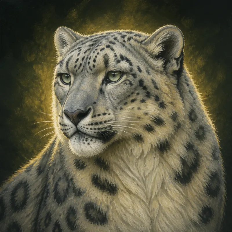 Snow Leopard (Panthera uncia), original illustration showing its coat pattern and body shape