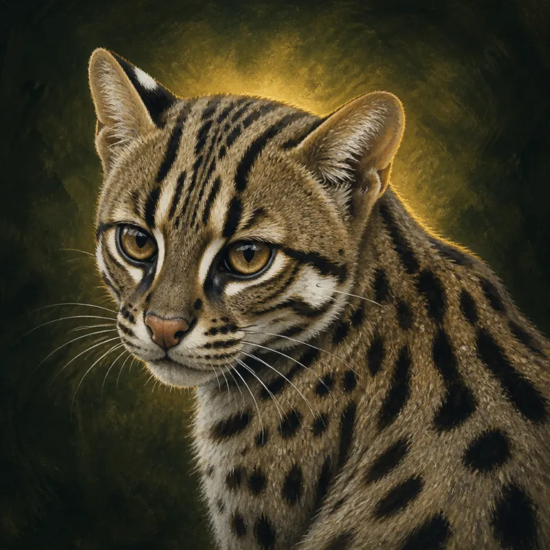 Sunda Leopard Cat (Prionailurus javanensis), original illustration showing its coat pattern and body shape
